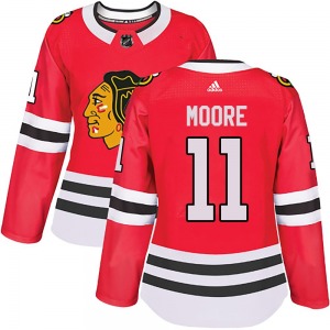 Women's Authentic Chicago Blackhawks Oliver Moore Red Home Official Adidas Jersey