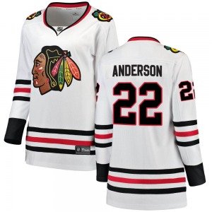 Women's Breakaway Chicago Blackhawks Joey Anderson White Away Official Fanatics Branded Jersey