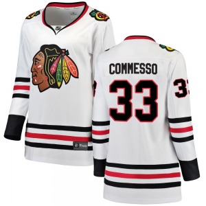 Women's Breakaway Chicago Blackhawks Drew Commesso White Away Official Fanatics Branded Jersey