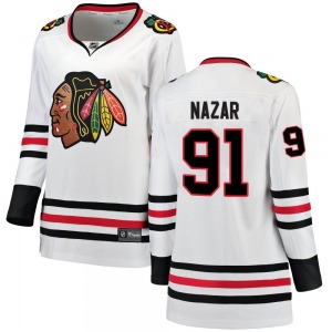 Women's Breakaway Chicago Blackhawks Frank Nazar White Away Official Fanatics Branded Jersey