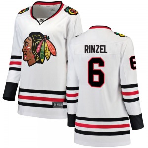 Women's Breakaway Chicago Blackhawks Sam Rinzel White Away Official Fanatics Branded Jersey
