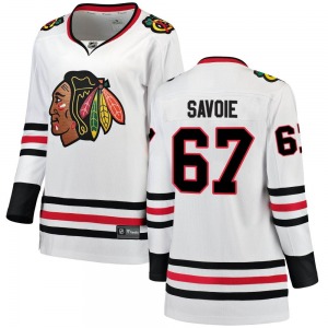 Women's Breakaway Chicago Blackhawks Samuel Savoie White Away Official Fanatics Branded Jersey