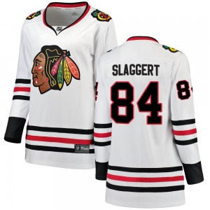 Women's Breakaway Chicago Blackhawks Landon Slaggert White Away Official Fanatics Branded Jersey