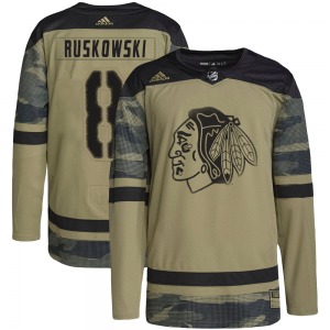 Youth Authentic Chicago Blackhawks Terry Ruskowski Camo Military Appreciation Practice Official Adidas Jersey