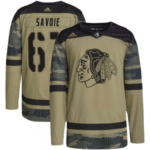 Youth Authentic Chicago Blackhawks Samuel Savoie Camo Military Appreciation Practice Official Adidas Jersey