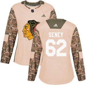 Women's Authentic Chicago Blackhawks Brett Seney Camo adidas Veterans Day Practice Official Jersey