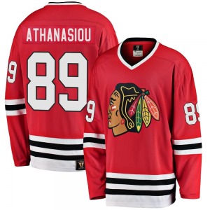 Youth Premier Chicago Blackhawks Andreas Athanasiou Red Breakaway Heritage Official Fanatics Branded Jersey