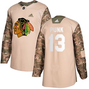 Youth Authentic Chicago Blackhawks CM Punk Camo Veterans Day Practice Official Adidas Jersey