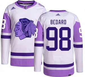 Adult Authentic Chicago Blackhawks Connor Bedard Hockey Fights Cancer Official Adidas Jersey