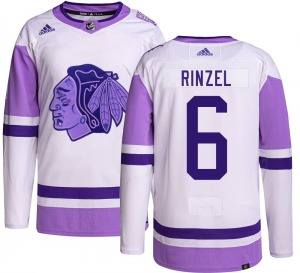Adult Authentic Chicago Blackhawks Sam Rinzel Hockey Fights Cancer Official Adidas Jersey