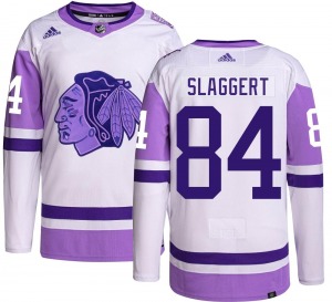Adult Authentic Chicago Blackhawks Landon Slaggert Hockey Fights Cancer Official Adidas Jersey