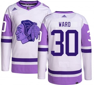 Adult Authentic Chicago Blackhawks Cam Ward Hockey Fights Cancer Official Adidas Jersey