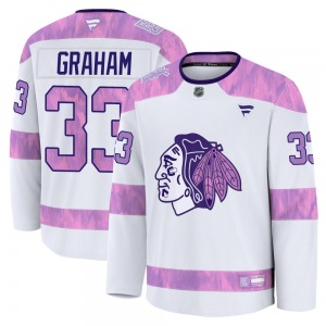 Adult Premium Chicago Blackhawks Dirk Graham White 2024 Hockey Fights Cancer Practice Official Fanatics Jersey