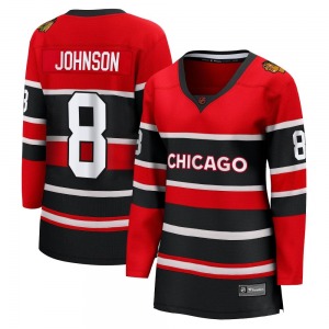 Women's Breakaway Chicago Blackhawks Jack Johnson Red Special Edition 2.0 Official Fanatics Branded Jersey