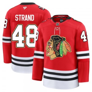 Youth Premium Chicago Blackhawks Austin Strand Red Centennial Official Fanatics Jersey