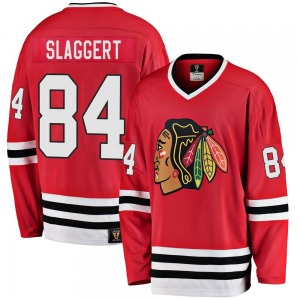 Adult Premier Chicago Blackhawks Landon Slaggert Red Breakaway Heritage Official Fanatics Branded Jersey