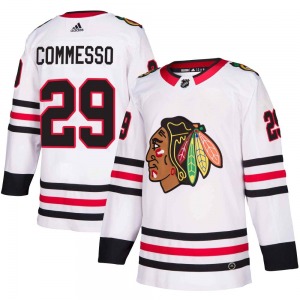 Adult Authentic Chicago Blackhawks Drew Commesso White Away Official Adidas Jersey