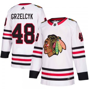 Adult Authentic Chicago Blackhawks Matt Grzelcyk White Away Official Adidas Jersey