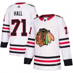 Adult Authentic Chicago Blackhawks Taylor Hall White Away Official Adidas Jersey