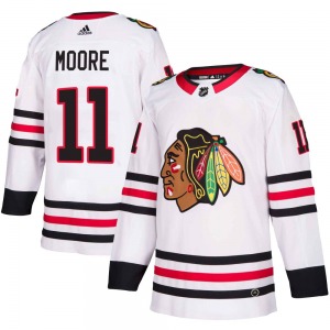 Adult Authentic Chicago Blackhawks Oliver Moore White Away Official Adidas Jersey