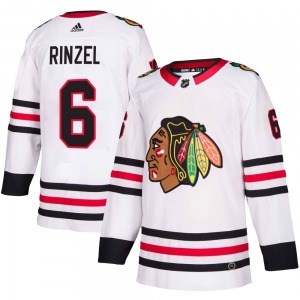 Adult Authentic Chicago Blackhawks Sam Rinzel White Away Official Adidas Jersey