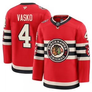 Adult Premium Chicago Blackhawks Elmer Vasko Red 2025 Winter Classic Official Fanatics Jersey