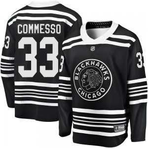 Youth Premier Chicago Blackhawks Drew Commesso Black Breakaway Alternate 2019/20 Official Fanatics Branded Jersey