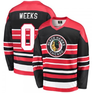 Adult Premier Chicago Blackhawks Mitchell Weeks Red/Black Breakaway Heritage Official Fanatics Branded Jersey