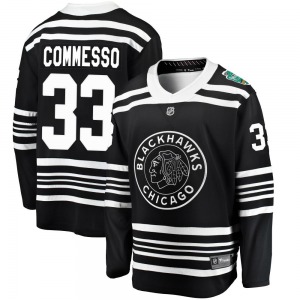 Youth Breakaway Chicago Blackhawks Drew Commesso Black 2019 Winter Classic Official Fanatics Branded Jersey