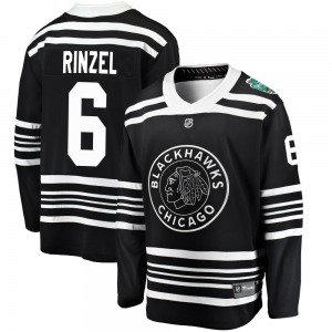 Youth Breakaway Chicago Blackhawks Sam Rinzel Black 2019 Winter Classic Official Fanatics Branded Jersey