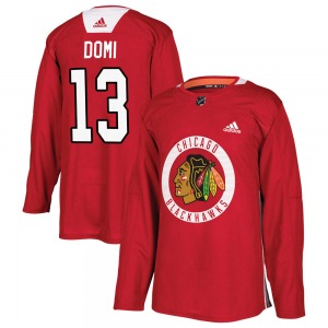 Adult Authentic Chicago Blackhawks Max Domi Red Home Practice Official Adidas Jersey