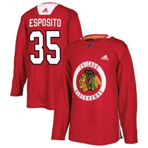 Adult Authentic Chicago Blackhawks Tony Esposito Red Home Practice Official Adidas Jersey