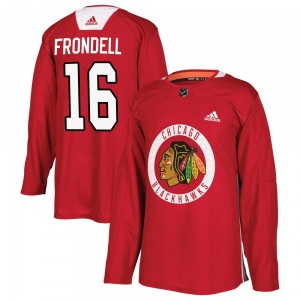Adult Authentic Chicago Blackhawks Anton Frondell Red Home Practice Official Adidas Jersey