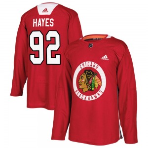 Adult Authentic Chicago Blackhawks Gavin Hayes Red Home Practice Official Adidas Jersey