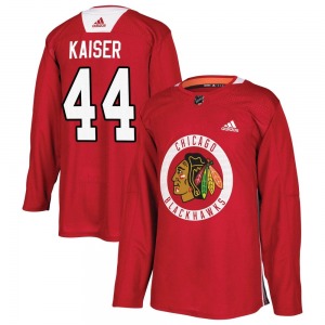 Adult Authentic Chicago Blackhawks Wyatt Kaiser Red Home Practice Official Adidas Jersey