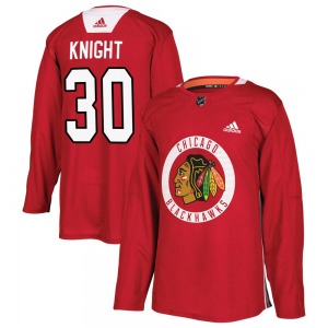 Adult Authentic Chicago Blackhawks Spencer Knight Red Home Practice Official Adidas Jersey