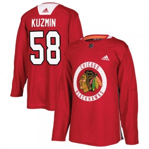 Adult Authentic Chicago Blackhawks Dmitry Kuzmin Red Home Practice Official Adidas Jersey