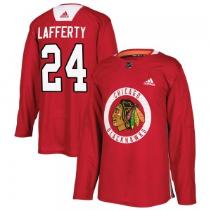 Adult Authentic Chicago Blackhawks Sam Lafferty Red Home Practice Official Adidas Jersey