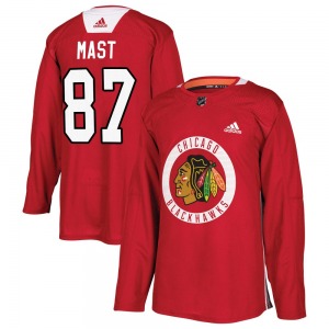 Adult Authentic Chicago Blackhawks Ryan Mast Red Home Practice Official Adidas Jersey