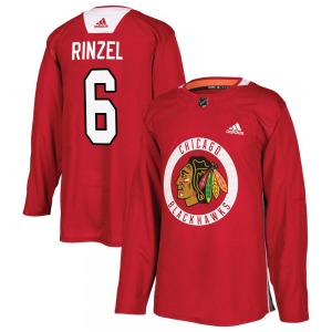 Adult Authentic Chicago Blackhawks Sam Rinzel Red Home Practice Official Adidas Jersey