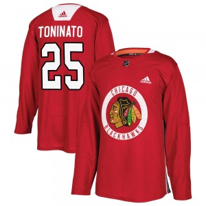 Adult Authentic Chicago Blackhawks Dominic Toninato Red Home Practice Official Adidas Jersey