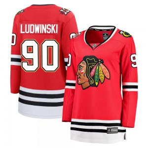 Women's Breakaway Chicago Blackhawks Paul Ludwinski Red Centennial Official Fanatics Jersey
