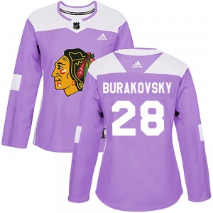 Women's Authentic Chicago Blackhawks Andre Burakovsky Purple Fights Cancer Practice Official Adidas Jersey