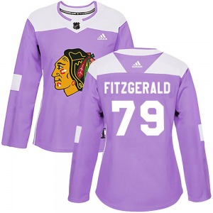 Women's Authentic Chicago Blackhawks Cavan Fitzgerald Purple Fights Cancer Practice Official Adidas Jersey