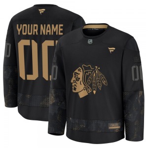 Adult Premium Chicago Blackhawks Custom Black Custom 2024 Military Appreciation Practice Official Fanatics Jersey