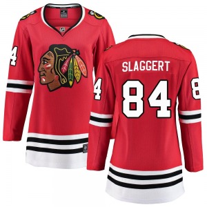 Women's Breakaway Chicago Blackhawks Landon Slaggert Red Home Official Fanatics Branded Jersey