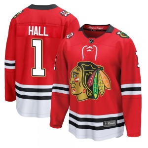 Adult Breakaway Chicago Blackhawks Glenn Hall Red Centennial Official Fanatics Jersey