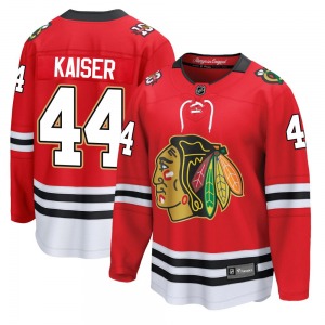 Adult Breakaway Chicago Blackhawks Wyatt Kaiser Red Centennial Official Fanatics Jersey