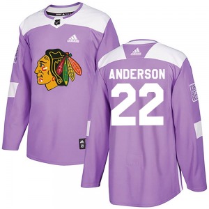 Adult Authentic Chicago Blackhawks Joey Anderson Purple Fights Cancer Practice Official Adidas Jersey