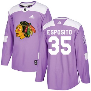 Adult Authentic Chicago Blackhawks Tony Esposito Purple Fights Cancer Practice Official Adidas Jersey